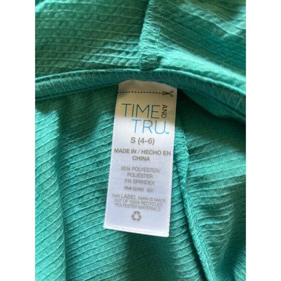 3 For $6 NWT Time And Tru Womens Small (4-6) Green Short Sleeve Hooded Cover Up - Picture 3 of 4